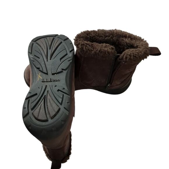 L.L Bean Brown Suede Ankle Length Booties SZ 9 1/2M - Picture 4 of 4